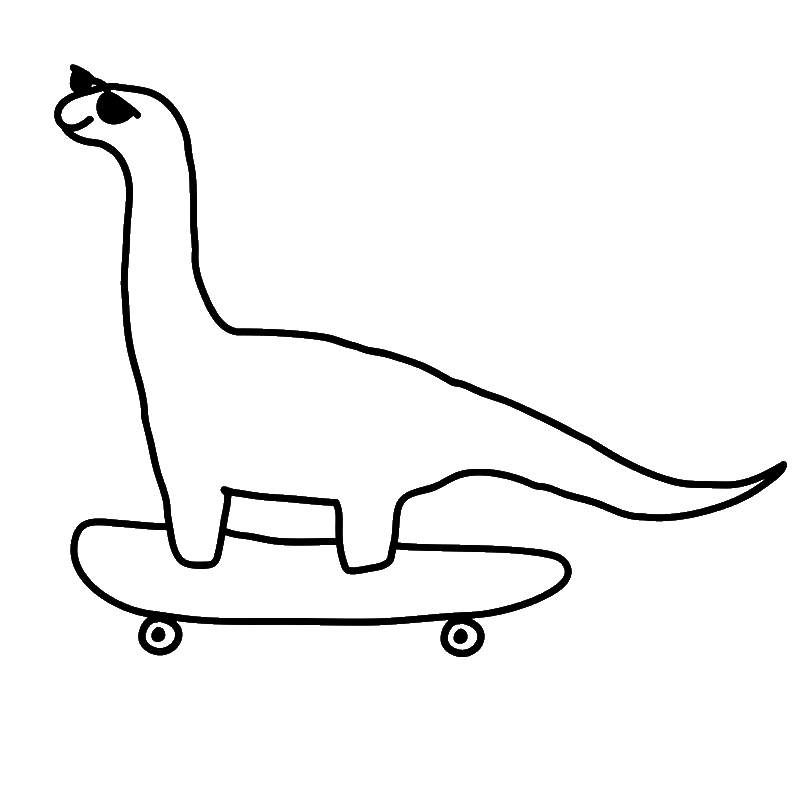 Dino riding skateboard